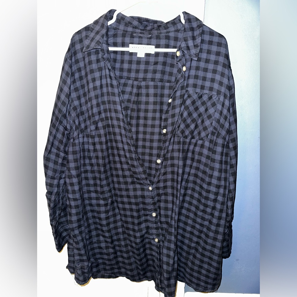 Ava & Viv Blue and Black Plaid Shirt